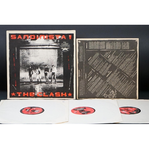 73 - Vinyl – 6 The Clash LPs and 2 12” singles to include Sandinista (Original UK triple album with hype ... 