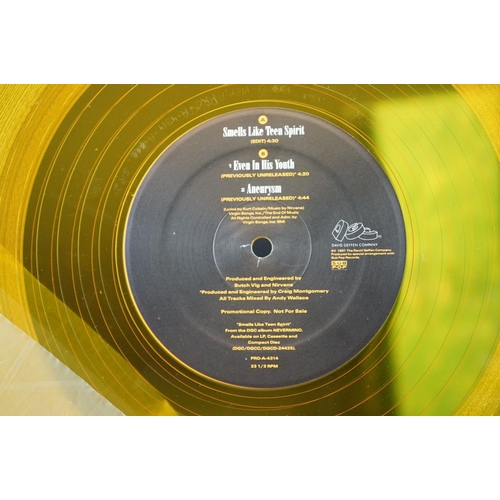 79 - Vinyl - Nirvana Smells Like Teen Spirit 1991 USA promo release on clear yellow vinyl (PRO-A-4314) Sl... 