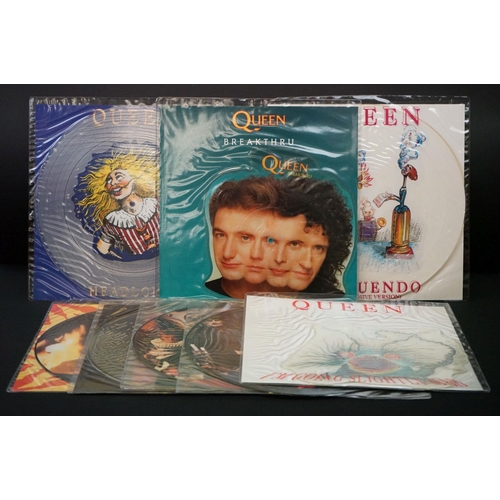 546 - Vinyl - 9 Queen & related picture and shaped discs to include Headlong, Breakthru, Innuendo, I'm Goi... 