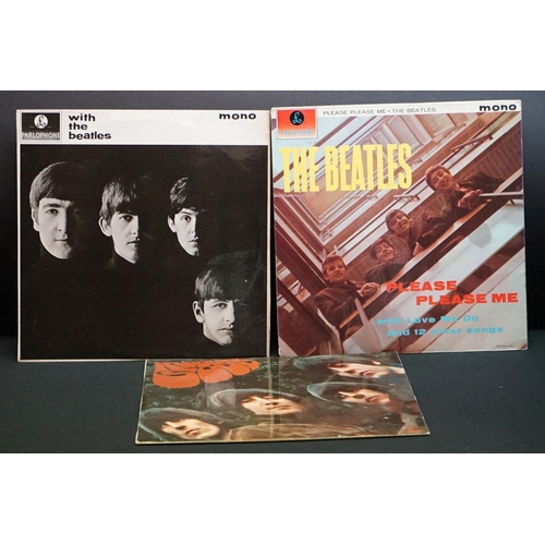 702 - Vinyl -Three The Beatles LPs to include Please Please Me PMC1202 'Recording First Published' to labe... 