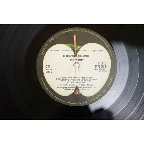 880 - Vinyl - Jackie Lomax Is This What You Want LP on Apple SAPCOR6 stereo, inner sleeve, cover printed a... 