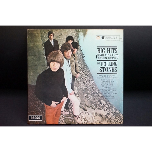 1013 - Vinyl - Four Rolling Stones Big Hits Hightide and Green Grass LP on Decca TKS101 stereo, all green b... 