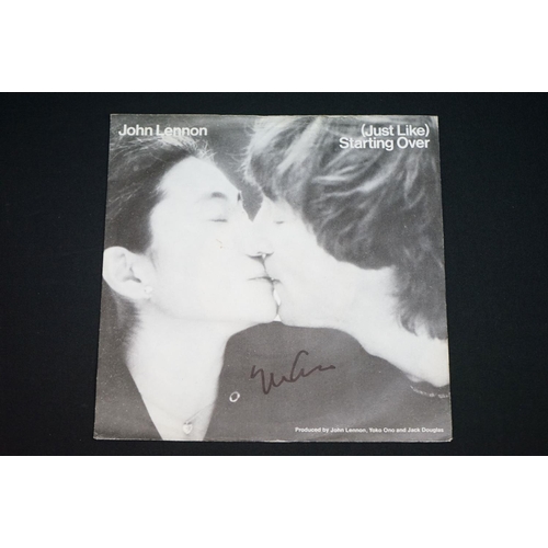 365 - Vinyl & Autographs – 2 John Lennon & Yoko Ono singles signed by Yoko Ono