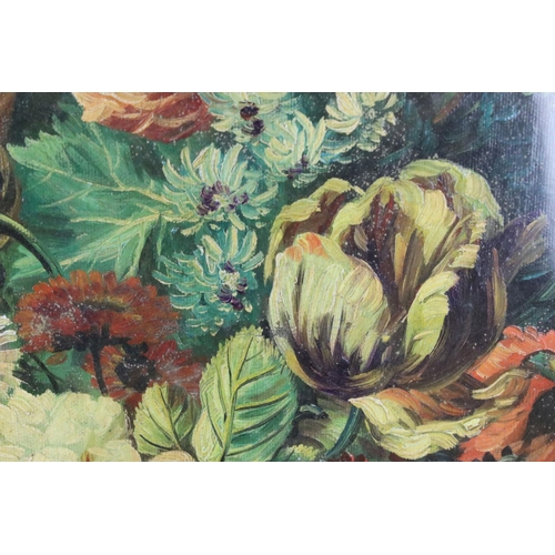 488 - Still Life Oil Painting of Flowers in a Vase with a Bird's Nest and a Bird, signed, 50cm x 39cm, gil... 