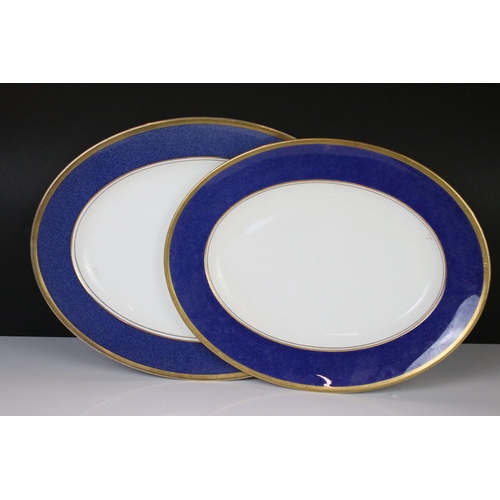 25 - Coalport ' Athlone-Blue ' Tea and Dinner ware including Teapot, 7 tea cups, 2 coffee cups, 6 soup bo... 