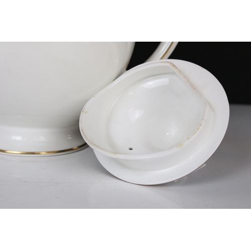 25 - Coalport ' Athlone-Blue ' Tea and Dinner ware including Teapot, 7 tea cups, 2 coffee cups, 6 soup bo... 