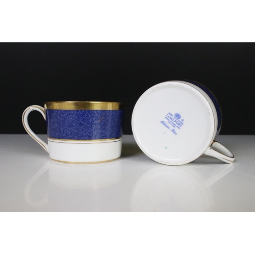 25 - Coalport ' Athlone-Blue ' Tea and Dinner ware including Teapot, 7 tea cups, 2 coffee cups, 6 soup bo... 
