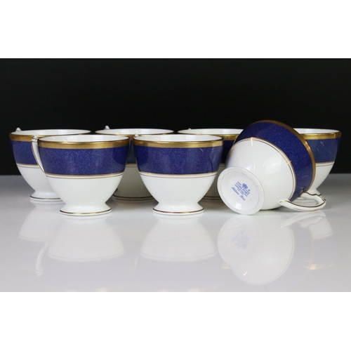 25 - Coalport ' Athlone-Blue ' Tea and Dinner ware including Teapot, 7 tea cups, 2 coffee cups, 6 soup bo... 