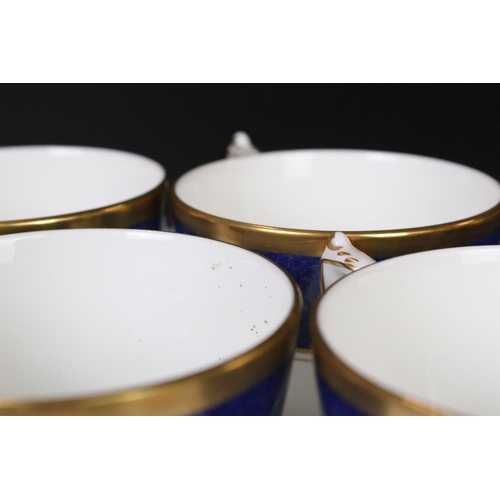 25 - Coalport ' Athlone-Blue ' Tea and Dinner ware including Teapot, 7 tea cups, 2 coffee cups, 6 soup bo... 