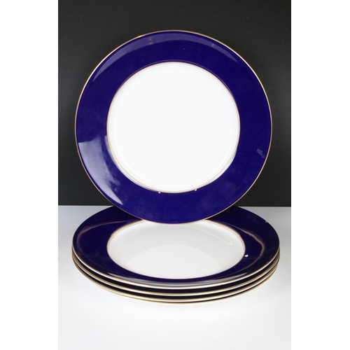 25 - Coalport ' Athlone-Blue ' Tea and Dinner ware including Teapot, 7 tea cups, 2 coffee cups, 6 soup bo... 