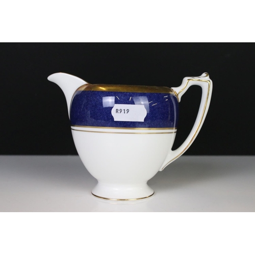 25 - Coalport ' Athlone-Blue ' Tea and Dinner ware including Teapot, 7 tea cups, 2 coffee cups, 6 soup bo... 