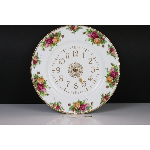 26 - Royal Albert ' Old Country Roses ' including Wall Clock, Lidded Jar, Vase, small Bell and four Pin D... 