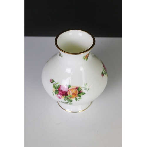 26 - Royal Albert ' Old Country Roses ' including Wall Clock, Lidded Jar, Vase, small Bell and four Pin D... 