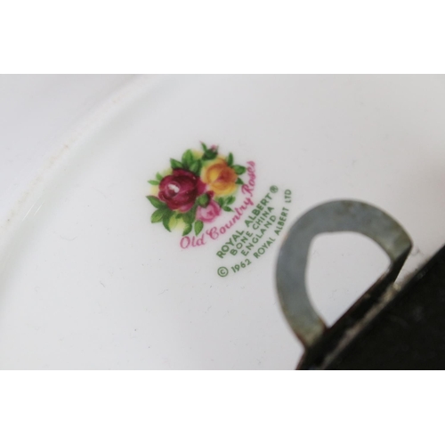 26 - Royal Albert ' Old Country Roses ' including Wall Clock, Lidded Jar, Vase, small Bell and four Pin D... 