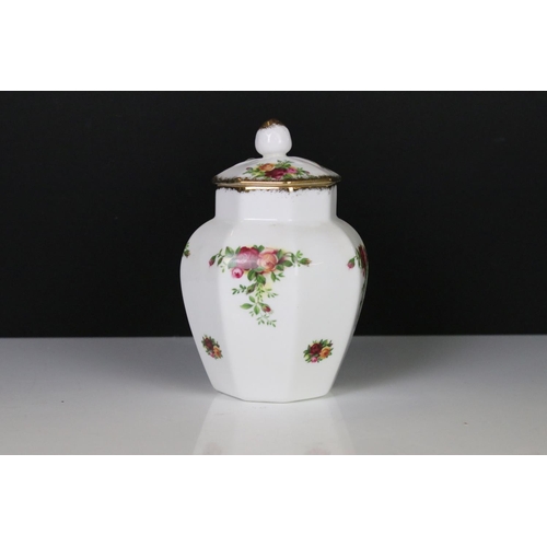26 - Royal Albert ' Old Country Roses ' including Wall Clock, Lidded Jar, Vase, small Bell and four Pin D... 