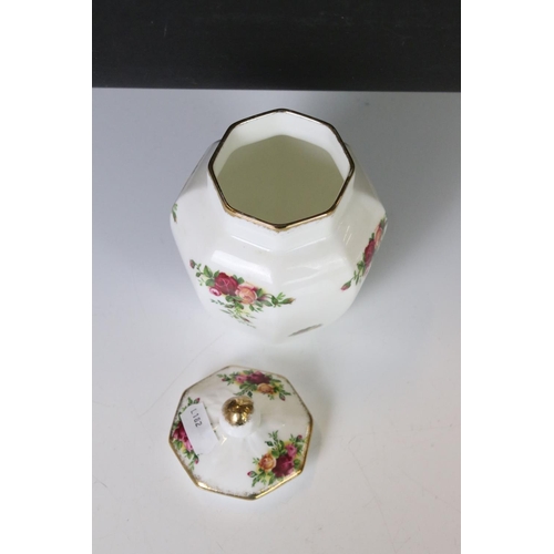 26 - Royal Albert ' Old Country Roses ' including Wall Clock, Lidded Jar, Vase, small Bell and four Pin D... 