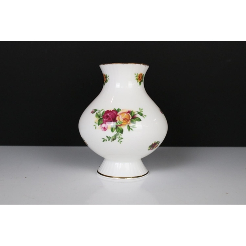 26 - Royal Albert ' Old Country Roses ' including Wall Clock, Lidded Jar, Vase, small Bell and four Pin D... 