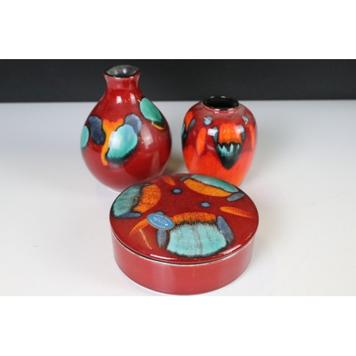 58 - Collection of Poole Pottery including Brown Lustre Vase, 38cm high, Pastel Brush Strokes Vase, 26cm ... 