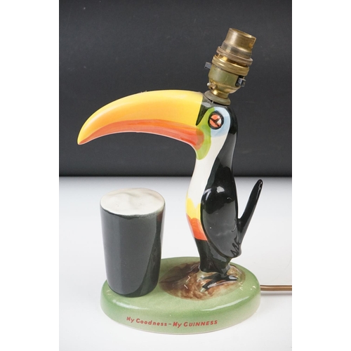 13 - Advertising - Carlton ware Guinness Toucan Ceramic Table Lamp, motto reads ' My Goodness - My Guinne... 