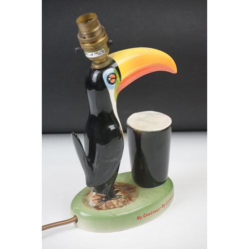 13 - Advertising - Carlton ware Guinness Toucan Ceramic Table Lamp, motto reads ' My Goodness - My Guinne... 