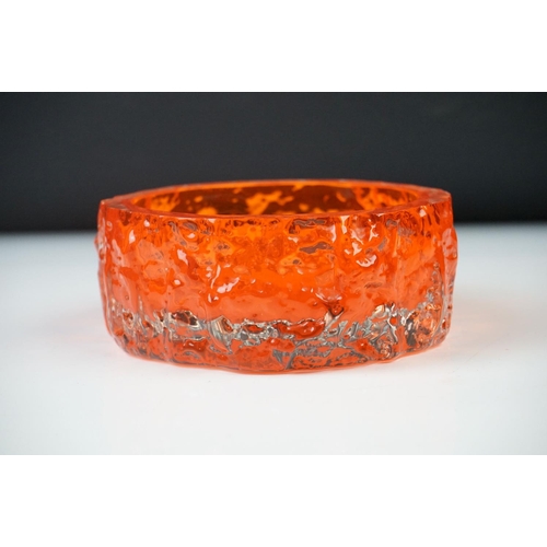 14 - Whitefriars Textured Bark Coffin Vase, model 9686, in the Tangerine orange colour, 13cm high togethe... 