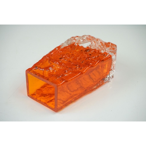 14 - Whitefriars Textured Bark Coffin Vase, model 9686, in the Tangerine orange colour, 13cm high togethe... 