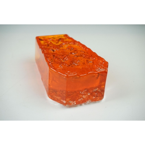 14 - Whitefriars Textured Bark Coffin Vase, model 9686, in the Tangerine orange colour, 13cm high togethe... 
