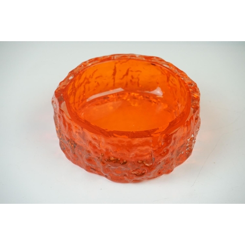 14 - Whitefriars Textured Bark Coffin Vase, model 9686, in the Tangerine orange colour, 13cm high togethe... 