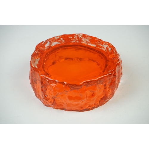 14 - Whitefriars Textured Bark Coffin Vase, model 9686, in the Tangerine orange colour, 13cm high togethe... 