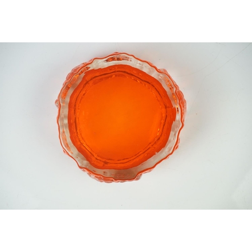 14 - Whitefriars Textured Bark Coffin Vase, model 9686, in the Tangerine orange colour, 13cm high togethe... 