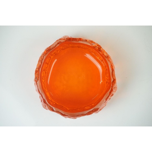 14 - Whitefriars Textured Bark Coffin Vase, model 9686, in the Tangerine orange colour, 13cm high togethe... 