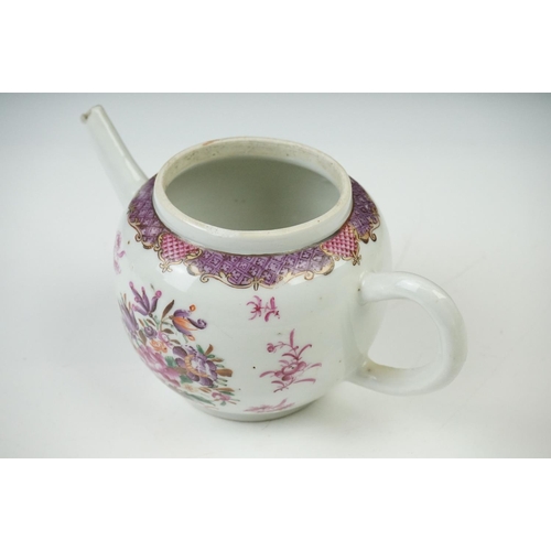 16 - 18th century Chinese Porcelain Famille Rose Teapot decorated with floral sprays, 14cm high