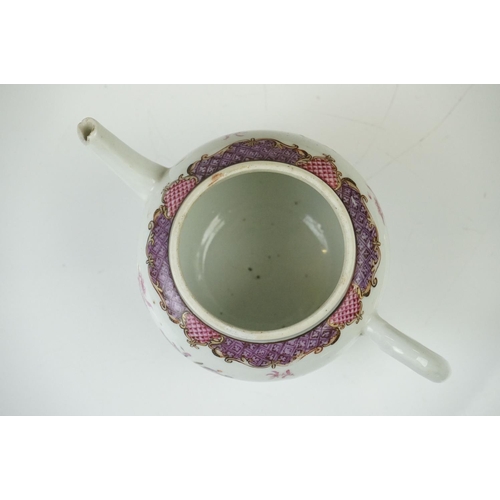 16 - 18th century Chinese Porcelain Famille Rose Teapot decorated with floral sprays, 14cm high