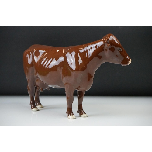 19 - Beswick Red Poll Cow, model no. 4111, boxed