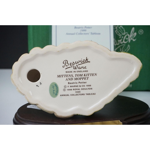 21 - Three ' The World of Beatrix Potter ' Figures including Beswick ware Beatrix Potter 1999 Annual Coll... 