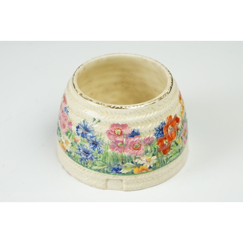 4 - Clarice Cliff Pottery Beehive Honey Pot in the Radiance pattern (damage to wing of bee), 11cm high