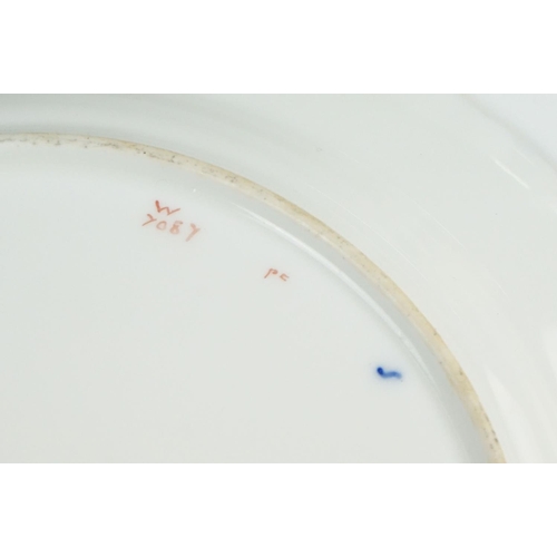 29 - Early 20th century Royal Worcester Cabinet Plate with a hand painted scene of ruins within a blue an... 