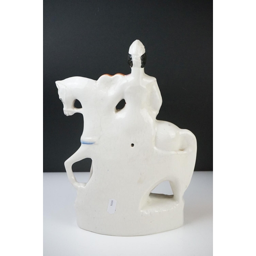 32 - Pair of 19th century Staffordshire Flatback Figures titled ' War ' and ' Peace ' modelled as a Soldi... 