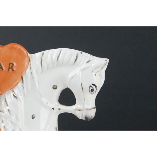 32 - Pair of 19th century Staffordshire Flatback Figures titled ' War ' and ' Peace ' modelled as a Soldi... 