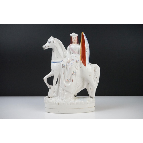 32 - Pair of 19th century Staffordshire Flatback Figures titled ' War ' and ' Peace ' modelled as a Soldi... 