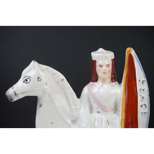 32 - Pair of 19th century Staffordshire Flatback Figures titled ' War ' and ' Peace ' modelled as a Soldi... 