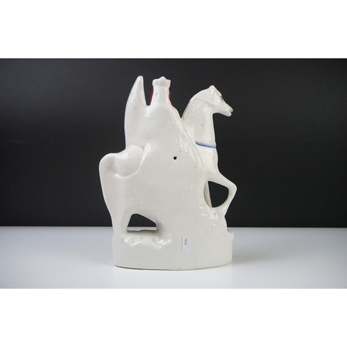 32 - Pair of 19th century Staffordshire Flatback Figures titled ' War ' and ' Peace ' modelled as a Soldi... 