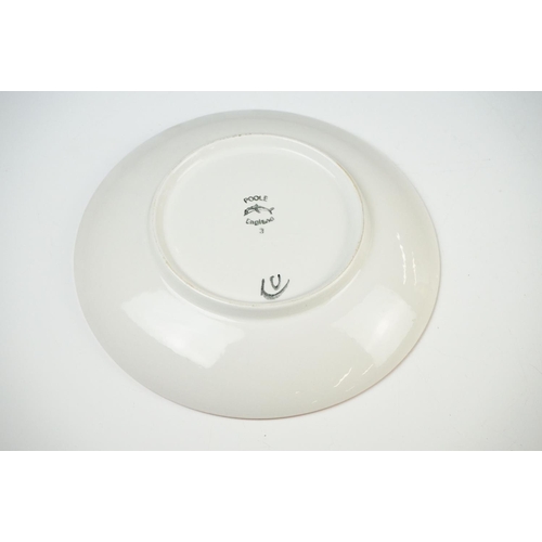 34 - Poole Pottery ' Delphis ' Plates, one circular on an orange ground 20cm diameter and the other oblon... 