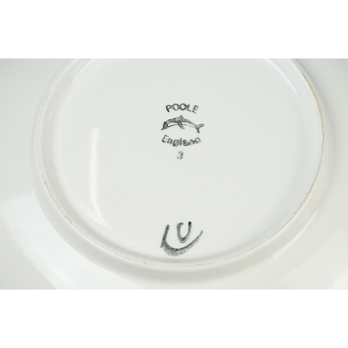 34 - Poole Pottery ' Delphis ' Plates, one circular on an orange ground 20cm diameter and the other oblon... 