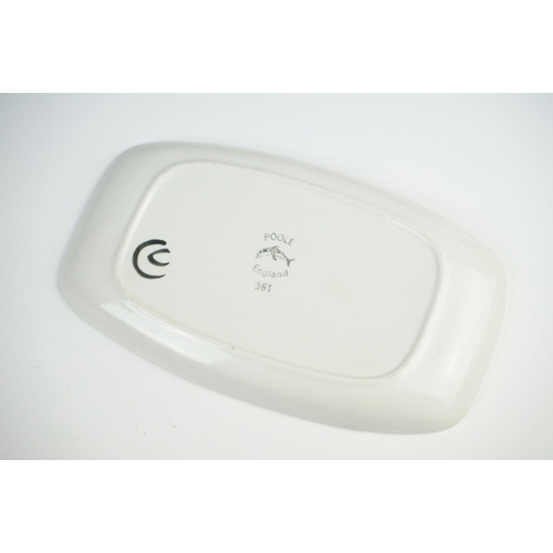 34 - Poole Pottery ' Delphis ' Plates, one circular on an orange ground 20cm diameter and the other oblon... 