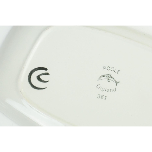 34 - Poole Pottery ' Delphis ' Plates, one circular on an orange ground 20cm diameter and the other oblon... 