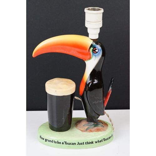 5 - Advertising - Carlton Ware Guinness toucan ceramic table lamp, motto reads 'How Grand To Be a Toucan... 