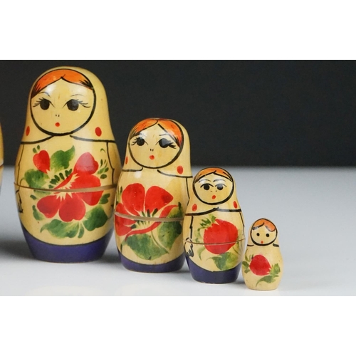 35 - Japanese Satsuma style Vase, 23cm high together with a Stack of Wooden Russian style Dolls