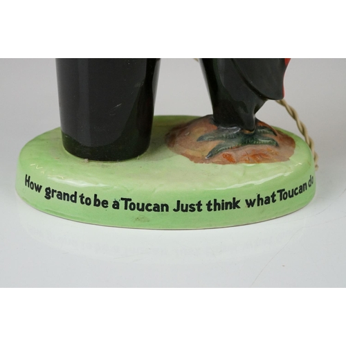 5 - Advertising - Carlton Ware Guinness toucan ceramic table lamp, motto reads 'How Grand To Be a Toucan... 