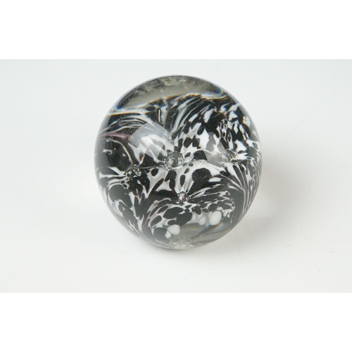 36 - Seven Glass Paperweights including Mats Jonasson ' Seal ', Caithness ' Pink Champagne ', two Bubble ... 